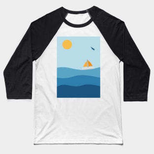 Summer Sailboat on Ocean Waves Baseball T-Shirt